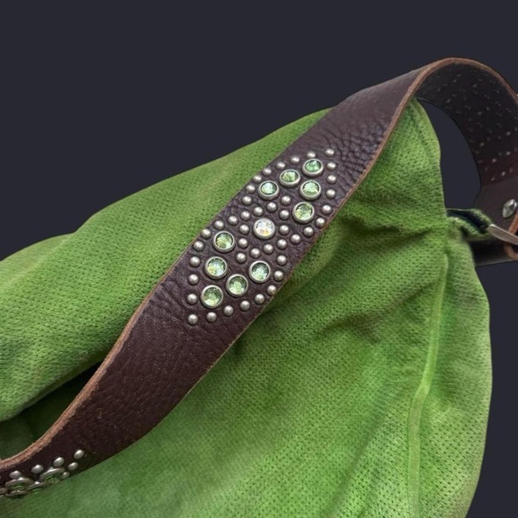 Tylie Malibu Classic Flap Bag Green Perforated Suede - Picture 5 of 6